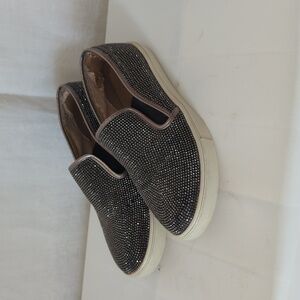 Steve Madden Exsess Black Silver Studded Slip On Sneaker Size 7.5B